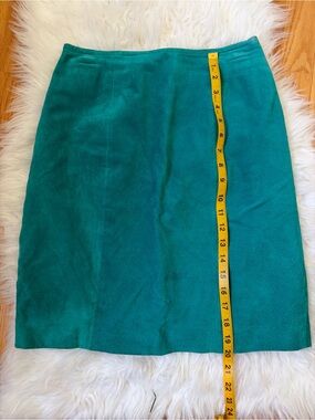Vintage Chia Teal Suede Skirt
